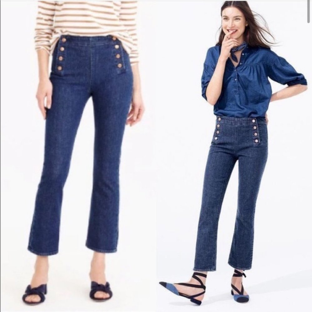 J. Crew Billie Demi Boot Crop Sailor Jeans, Size 30